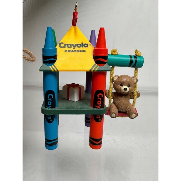 Hallmark Crayola Crayons Ornament 1994 Bright Playful Colors Bear On Swing QX527 - Picture 2 of 11